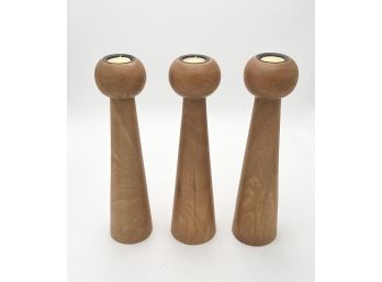 Wooden 13-inch Tall Candle Sticks Set Of Three