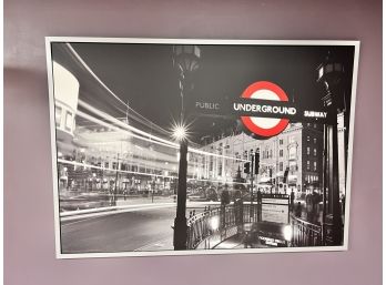 London Subway Black/White Print With Red Accent And Silver Frame