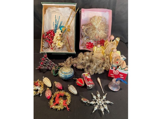 Lot Of Christmas Ornaments, Pine Cones, Candles, Angels & More