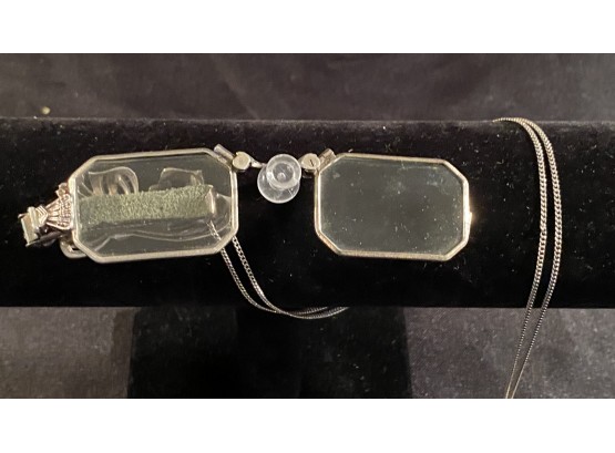 An Old Folding Marked Sterling  'Lorgnette' Opera Glasses