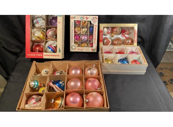 A Group Of  Five Boxes Of Christmas Tree Ornaments