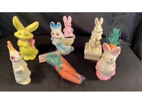 A Wonderful Group Of Old Paper Mache' Easter Bunnies