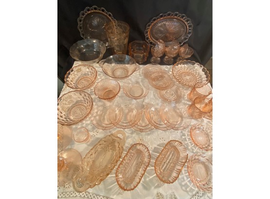 A Very Large  Of  Depression Glasses, Candlesticks, Plates, Cups & More