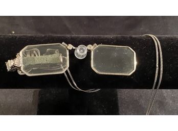 An Old Folding Marked Sterling  'Lorgnette' Opera Glasses