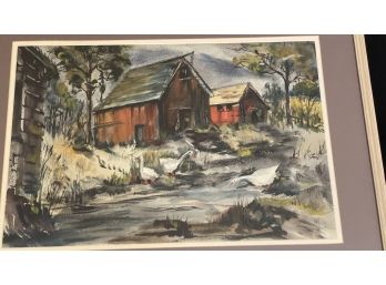 A Vintage Framed Pastel - Country Scenes - Signed