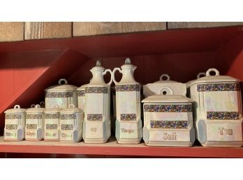 Vintage MEPOCO WARE Canisters Lusterware Made In Germany