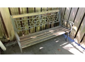 Metal & Wood Slatted Outdoor Bench