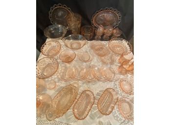 A Very Large  Of  Depression Glasses, Candlesticks, Plates, Cups & More