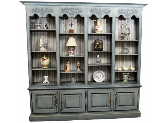 Painted Carved Wood Wall Unit
