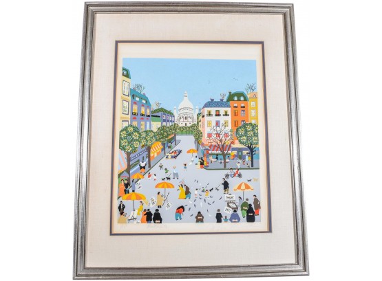 Signed Artist Proof Titled Montmartre Of A Paris Street Scene