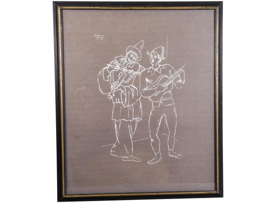Pablo Picasso 1950's Pierrot Harlequin 1918 Framed Lithograph Print