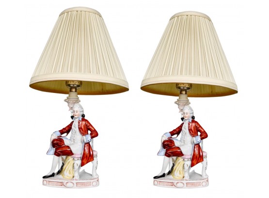 Pair Of Victorian Porcelain Figural Table Lamps
