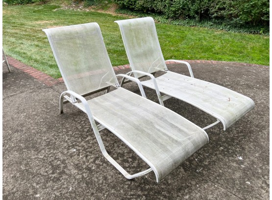 Pair Of Vintage Patio/Pool Adjustable Back Lounge Chairs