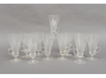 Set Of Eleven Crystal Vintage Handled Coffee Glasses