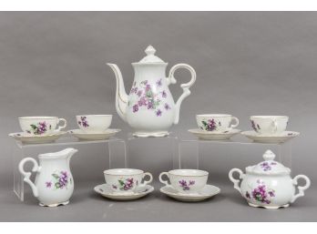 Fancy Porcelain Children's Tea Set For Four With Hand Painted Violet Flowers