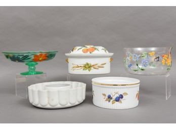 Royal Worcester Evesham Covered Casserole Dish, Hand Painted Bowls And More