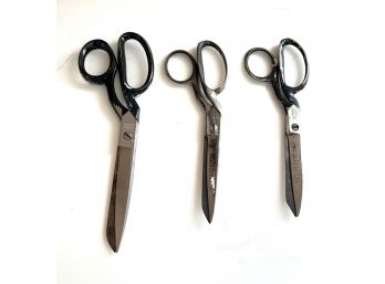 Vintage Trio Of Wiss Inlaid, Mark 405/8LH Upholstery Scissors