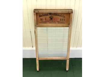 Vintage National Washboard- Wood And Glass- No. 511