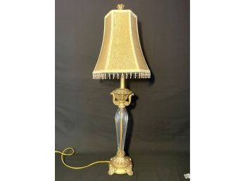 Unique 100 Watt Glass Lamp With Beaded Fringe Shade- Working Condition