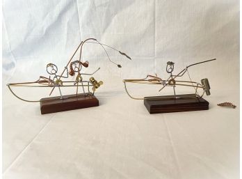 Don Rea Designs- Wire Copper Metal Fishing Sculptures On Wood