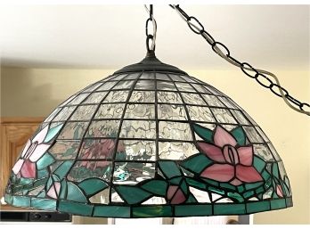Vintage Floral Resin Stained Glass Swag Light - Works