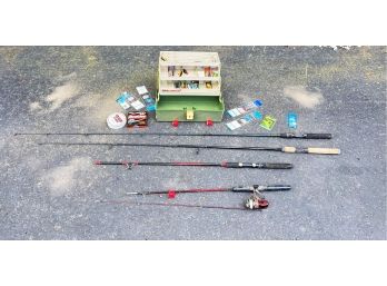 Fisherman's Lot With Plano Tackle Box, Bass Fishing Lure, Shakespeare And More