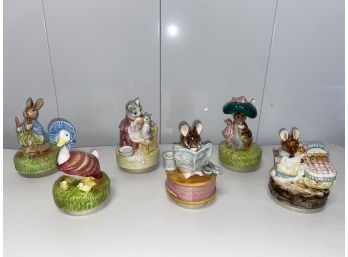 6 Beatrix Potter Peter Rabbit Musical Figurines Schimd Collectables