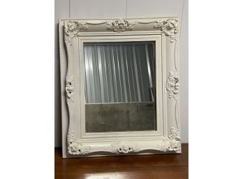 Ornate White Framed Mirror 25.25x29.5x2.25 In