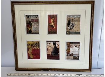 Madams Butterfly, Otello, Rigoletto, Aida, Tosca, Boheme, Opera Cards, Framed And Matted Behind Glass.
