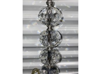 Beautiful HEAVY Glass Crystal Lamp 5.25x24in This Light Is Gorgeous Faceted Spheres Ready To Plug In