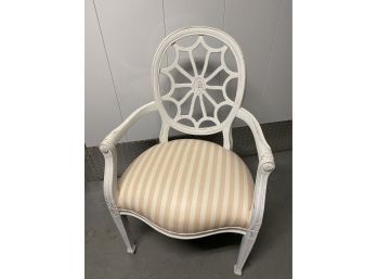 Spider Web Designed Back Arm Chair 24x39x25 Stripped Cushion Seat Comfy Nice Chair