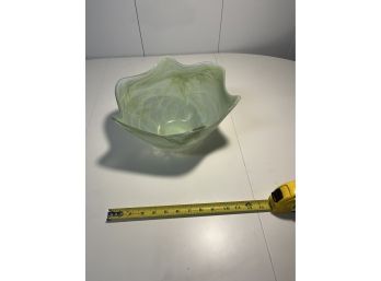 Green Frosted Art Glass Bowl