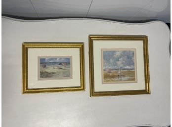 Two Oil Paint Beach Scene Prints