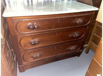 Marble Top Wood Dresser Wood Carved Drawer Handles 42x21x34in