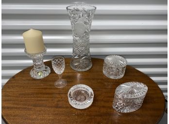 Waterford Crystal Lot And One Beautiful Antique Cut Glass Vase