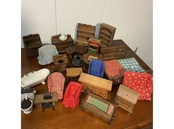 Assortment Of Doll House Toys, Bedroom Set, Bathroom, Living Room, Kitchen