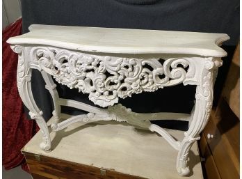 Ornate Wall Accent Table 48x16x30.5 Handcarved Antique Solid Wood
