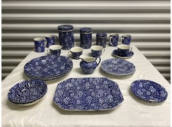 A Well Loved Assortment Of Calico Pattern Most Are Crawford China Stafordshire Some Queens Or Unmark N Chips
