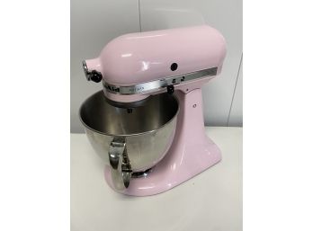 Light Pink Kitchen Aid Artisan Stand Mixer, Tested And Works, With Bowl And Two Attachments, As Seen In Photos