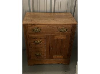 Oak Side Table Night Stand With Brass Bail Handles 26x14x28in