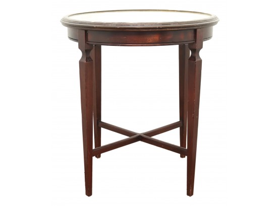 Antique South Cone Trading Co. Handpainted Glass Top Accent Table