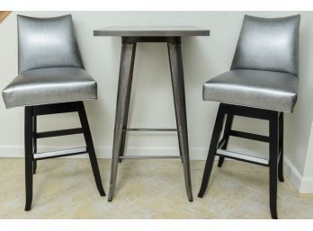 DesignMaster Furniture Steel Bar Table With Pair Of Swivel Stools