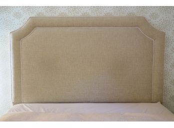 Kravet Queen Size Tan Weave Headboard With Metal Frame And Bed Skirt (RETAIL $2,618-See Receipts)
