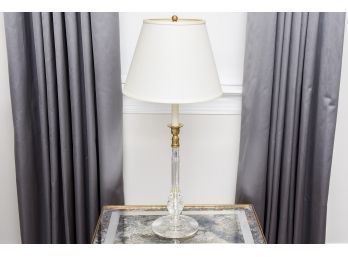Crystal Candlestick Table Lamp With Brass Top