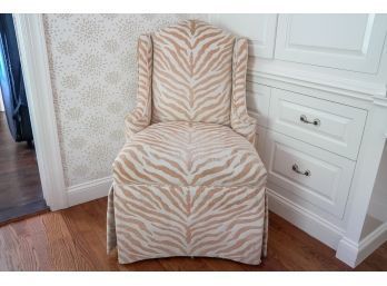 Duralee Upholstered Custom Flat Back Arm Chair With Dressmaker Skirt (RETAIL $3,394-see Receipt)