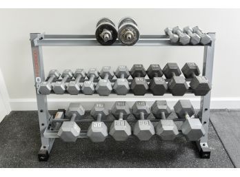 Pro HR DR300 Two Tier Dumbbell Rack With Dumbbells Ranging From 3 Lbs To 40 Lbs  (READ DESCRIPTION)