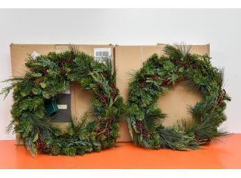 Pair Of Frontgate Holiday Collection 30' Cordless Wreath-Clear Lights (2 Of 2)
