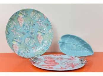 Melamine Ware And Mariposa Serving Platters And A Leaf Form Dish