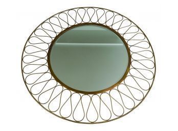 Arteriors Home Gilt Spiral Metal Beveled Glass Round Wall Mirror
