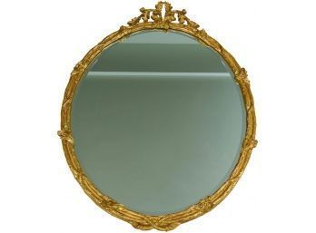 Carvers' Guild Acorn Oval Antique Gold Beveled Edge Mirror